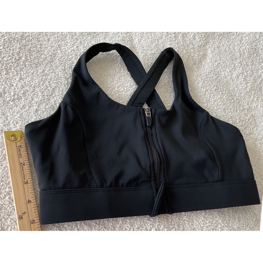 Cordaw Womens Black Front Zip High Impact Cross Back Sports Bra Size L - Picture 6 of 6